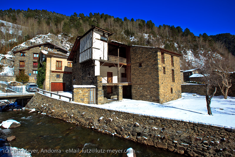 Andorra history: Rural buildings at La Cortinada, Vallnord, Andorra, Pyrenees