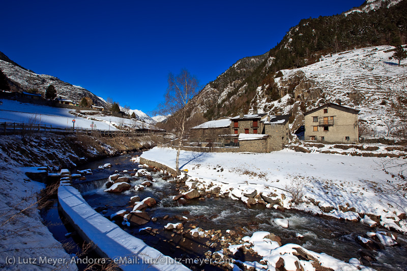 Andorra history: Rural buildings at La Cortinada, Vallnord, Andorra, Pyrenees