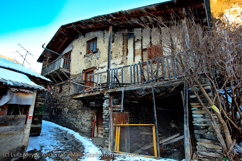 Andorra history: Rural buildings at La Cortinada, Vallnord, Andorra, Pyrenees